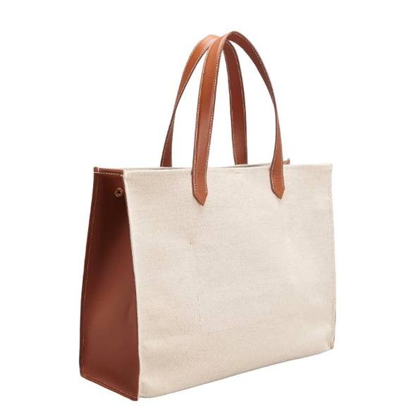 NEW BALMAIN PARIS B ARMY SUMMER CANVAS LEATHER TOTE SHOPPER BAG - Picture 7 of 10